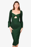 Self-Portrait Green Metallic Cut-Out Dress Size M