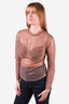Self-Portrait Nude Mesh with Sequin Mock Neck Blouse Size 4