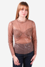 Self-Portrait Nude Mesh with Sequin Mock Neck Blouse Size 4