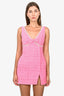 Self-Portrait Pink V-Neck Sleeveless Mini Dress with Pearl Embellished Neckline Size 4