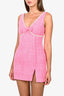 Self-Portrait Pink V-Neck Sleeveless Mini Dress with Pearl Embellished Neckline Size 4