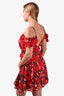 Self-Portrait Red/Black Printed Cold Shoulder Mini Dress Size 4 US