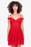 Self-Portrait Red Pleated Bustier Mini Dress Size 2