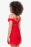 Self-Portrait Red Pleated Bustier Mini Dress Size 2