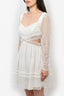 Self-Portrait White Lace w/ Beige Mesh Cut Out Mini Dress Size 4