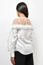 Self-Portrait White Polka Dot Mesh Blouse Size 4