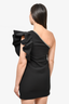 Self Portrait Black One Ruffle Shoulder Mini Dress w/ Crystal Detail sz 2