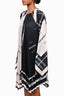 Self Portrait Ivory/Black Pleated Chain Detail Midi Dress Estimated Size S/M