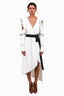 Self Portrait White/Black Asymmetrical Ruffle Wrap Dress Size 4