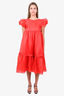 Selkie Red 'Head In The Clouds' Puff Midi Dress Size S