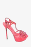 Sergio Rossi Pink Suede Crystal Butterfly Embellished Platform Heels sz 36