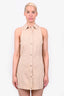 Seroya Beige Denim Open Back Mini Dress Size L