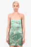 Seroya Teal Chain Printed Silk Mini Dress Size XS