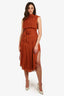 Shona Joy Orange Pleated Sleeveless Maxi Dress Size 4