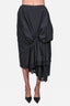 Simone Rocha Black Cotton Poplin Eyelet Detail/Ruched Midi Skirt Size 12