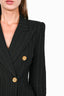 Smythe Black Pinstripe Double Breasted Gold Button Detail Blazer and Trouser Size 4