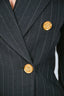 Smythe Black Pinstripe Double Breasted Gold Button Detail Blazer and Trouser Size 4