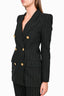 Smythe Black Pinstripe Double Breasted Gold Button Detail Blazer and Trouser Size 4