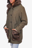Smythe Green Wool Parka with Faux Fur Size S