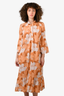 Smythe Orange/White Floral Cotton Midi Tunic Dress Size XS
