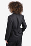 Sportmax Grey Pinstripe Virgin Wool Frayed Blazer (Size 2) + Wide Leg Pant (Size 4) Suit Set