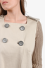 Sportmax Tan Knit Sleeve Button-Up Jacket with Hood Size M