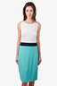 St.John Turquoise/Cream Wool Kit Dress Size 6