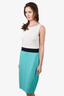 St.John Turquoise/Cream Wool Kit Dress Size 6