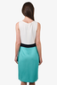 St.John Turquoise/Cream Wool Kit Dress Size 6