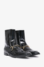Stella McCartney Black Patent Gold Buckle Zip-Up Ankle Boot Size 36