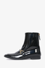 Stella McCartney Black Patent Gold Buckle Zip-Up Ankle Boot Size 36
