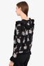 Stella McCartney Black Wool Swan Print Knit Ruffled Sweater Size 36