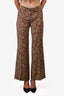 Stella McCartney Brown Paisley Printed Silk Wide Leg Trousers Estimated Size L