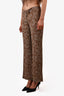 Stella McCartney Brown Paisley Printed Silk Wide Leg Trousers Estimated Size L
