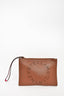 Stella McCartney Brown Vegan Leather Perforated Wristlet Pouch