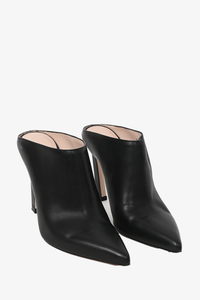 Stuart Weitzman Black Leather Heeled Mules Size 6.5