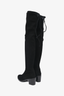 Stuart Weitzman Black Suede Knee High Block Heel Boots Size 7.5