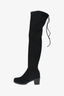 Stuart Weitzman Black Suede Knee High Block Heel Boots Size 7.5