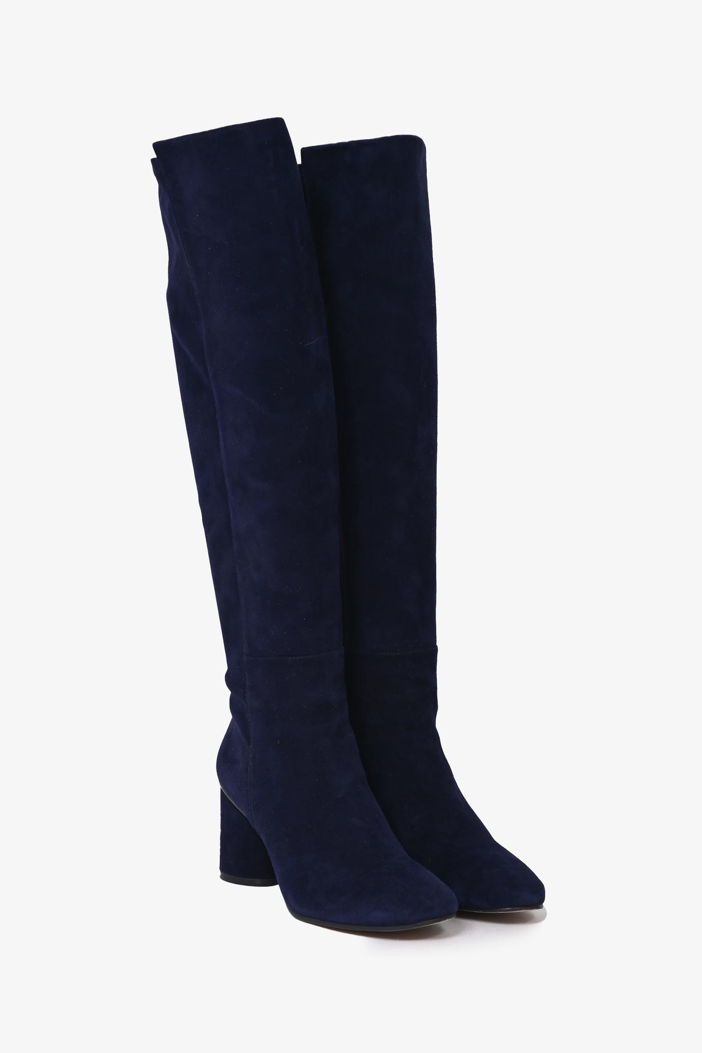 Navy knee high clearance suede boots