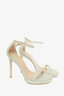 Stuart Weitzman Silver Glitter 'Nudistjune' Pearl Sandals Size 7