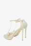 Stuart Weitzman Silver Glitter 'Nudistjune' Pearl Sandals Size 7