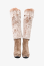Stuart Weitzman Taupe Suede/Fox Fur Platform Knee High Boots Size 39