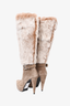 Stuart Weitzman Taupe Suede/Fox Fur Platform Knee High Boots Size 39