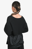 T by Alexander Wang Black Satin Button-Down Knit Overlay Top Est. Size S