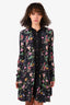The Kooples Black Floral Collared Button-Down Dress Size 1