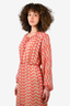 The Kooples Red Sheer Floral Print Dress Size XS