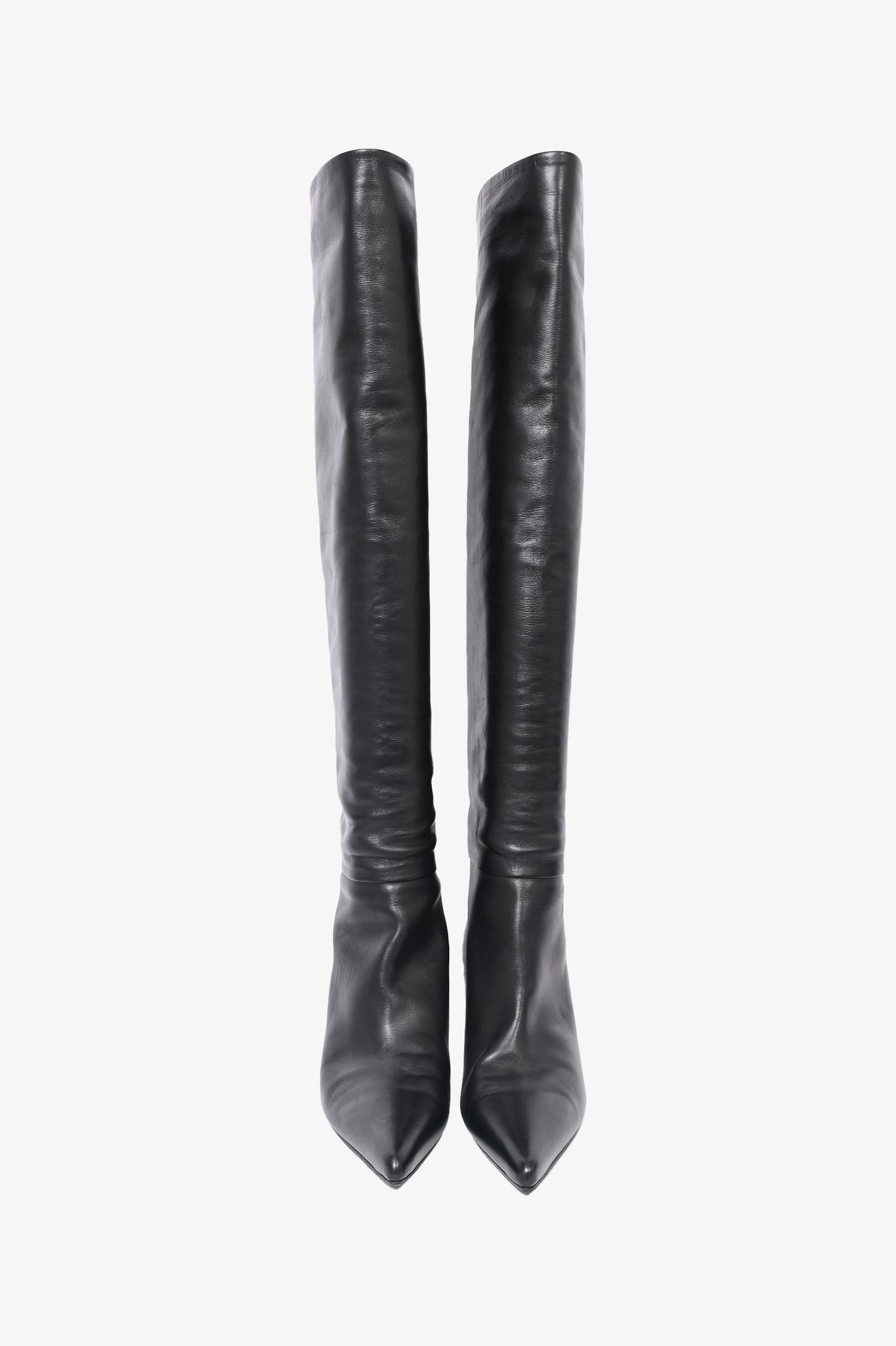 The Row Black Leather Pointed Over The Knee Boots Size 40