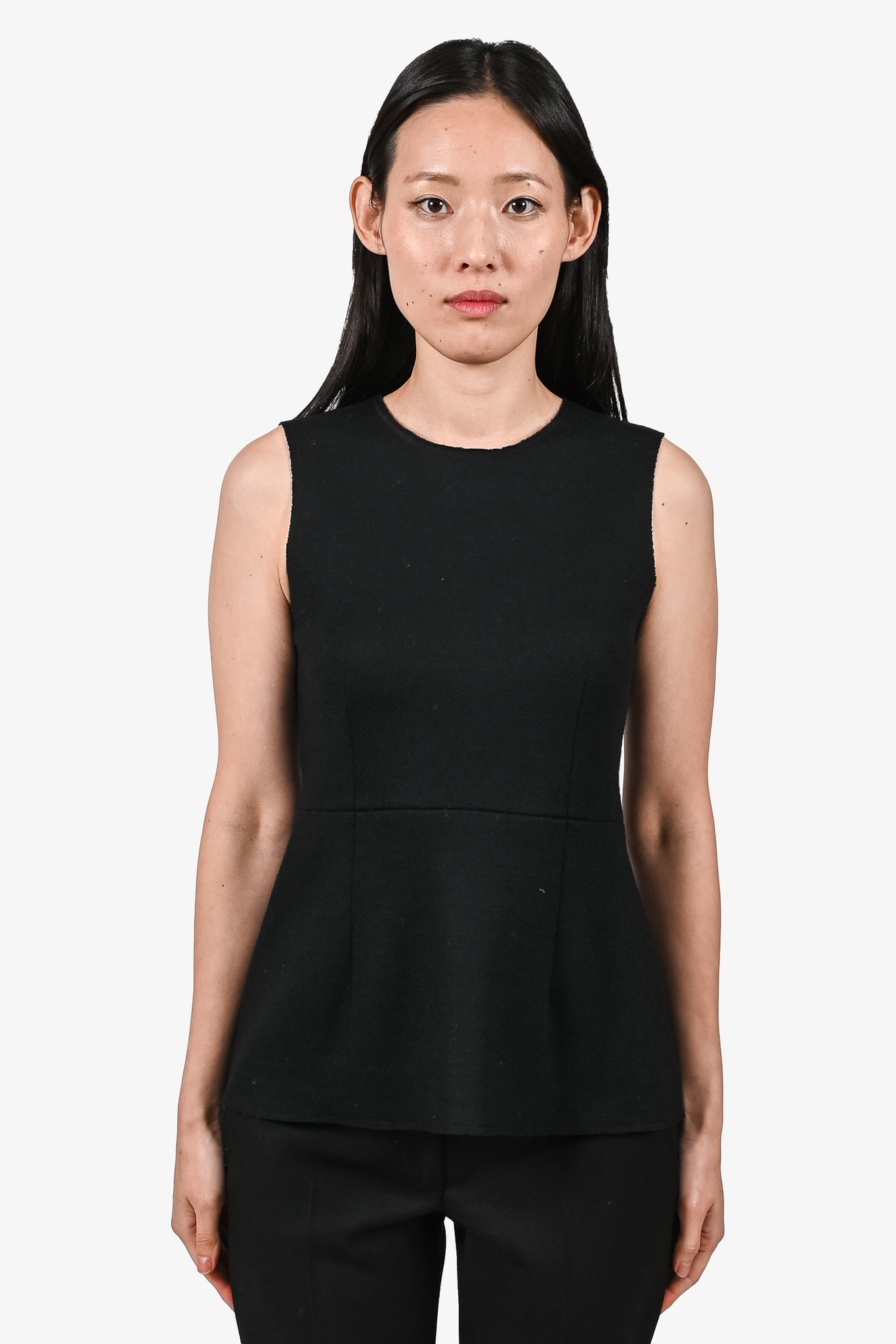 The Row Black Wool Sleeveless Peplum Top Size XS Mine Yours