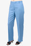 The Row Blue Wool Straight Leg Trousers Size 8