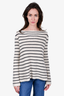 The Row White/Black Cashmere/Silk Striped Sweater Size XS
